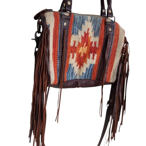 Myra Bag Handbags - Myra Western Fringed Aztec Crossbody